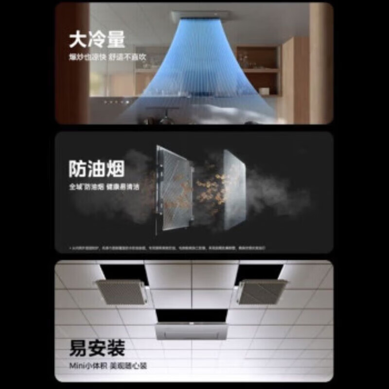 Midea Kitchen Cooling Kitchen Air Conditioner Special Ceiling Type 1.5 HP Inverter New Level Energy Efficiency Oil Smoke Prevention Large Cooling Capacity Household Air Conditioner Kitchen Special Energy Saving Large 1.5 HP First Class Energy Efficiency Embedded Gray Model