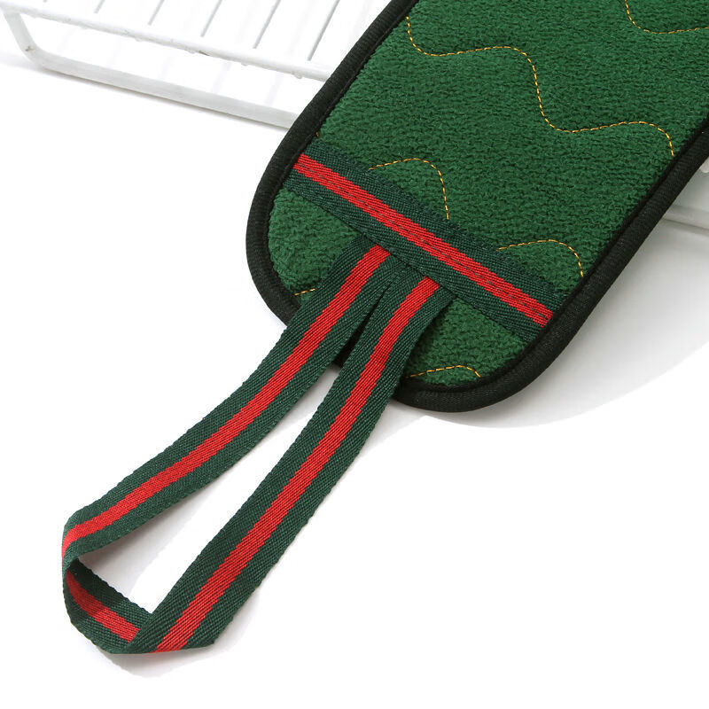 Extra coarse sling sling long bath towel double-sided adult back rub magic bath towel strong mud wiping sling extra thick 550D-pull sling + gloves dark green