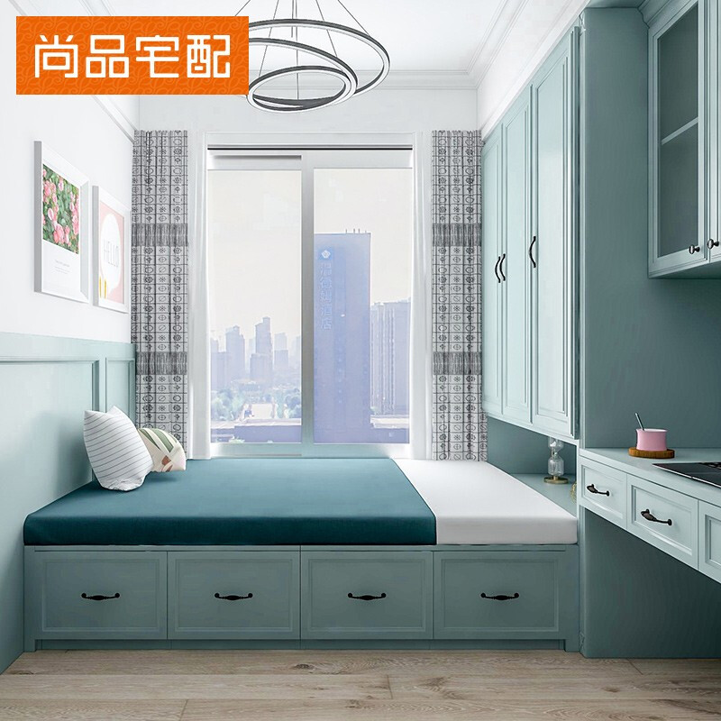 Customized tatami mats for Shangpin Home Furnishings. Customized multi-functional storage bedroom wardrobe combination desk cabinet for small apartment. Prepayment (non-commodity price)