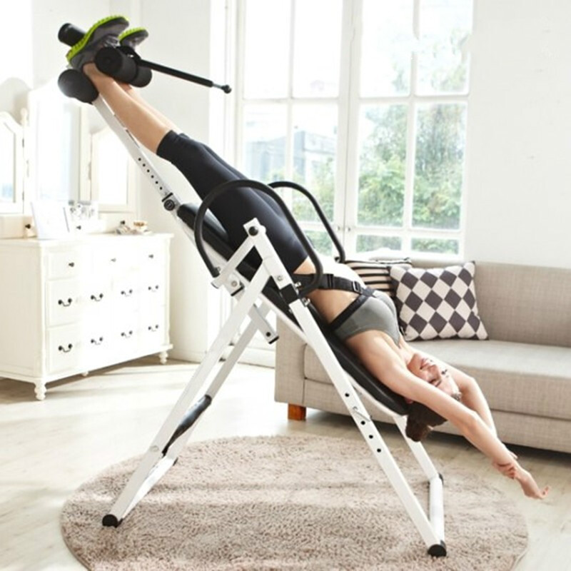 Junpu household stretching machine inverted hanger lumbar spine fitness equipment household folding stretching inversion machine auxiliary inversion device cervical and lumbar spine stretcher heightener pull-up piano white backrest black