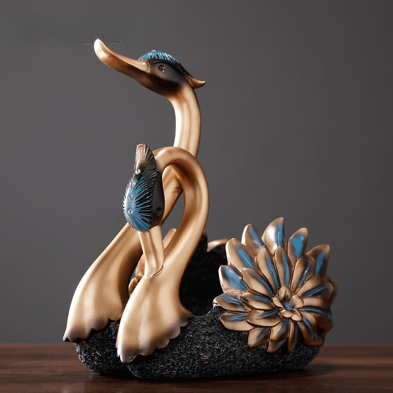 Red wine rack ornaments swan living room dining table wine holder high-end light luxury high-end atmospheric sideboard wine cabinet decoration carved swan wine rack copper color