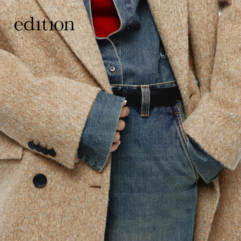 Edition Gao Yuanyuan's same style cloud wool long tweed alpaca coat, camel brown S 160