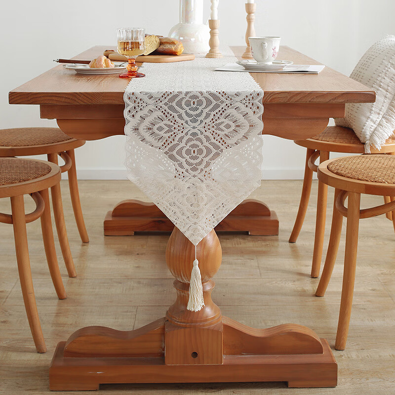 Xiuxiu lace sideboard cover for home long table runner tablecloth American pastoral long table decoration shoe cabinet dustproof cover Camellia bloom-pointed hanging spike 160cm