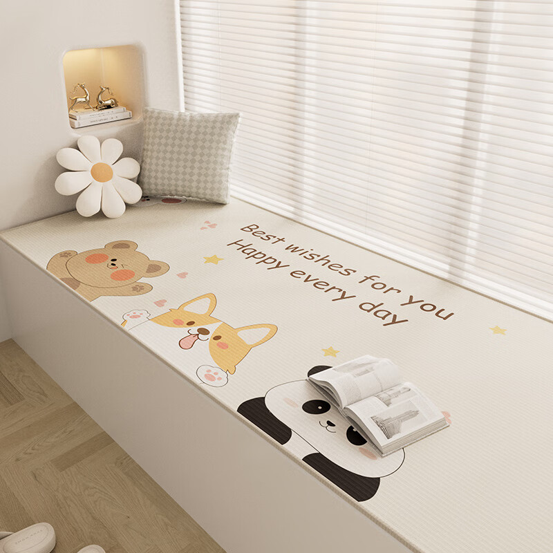 Bay window mat, window sill mat, light luxury, suitable for all seasons, master bedroom balcony mat plus velvet, Internet celebrity custom desk mat, three cute pets - Dornier Customized