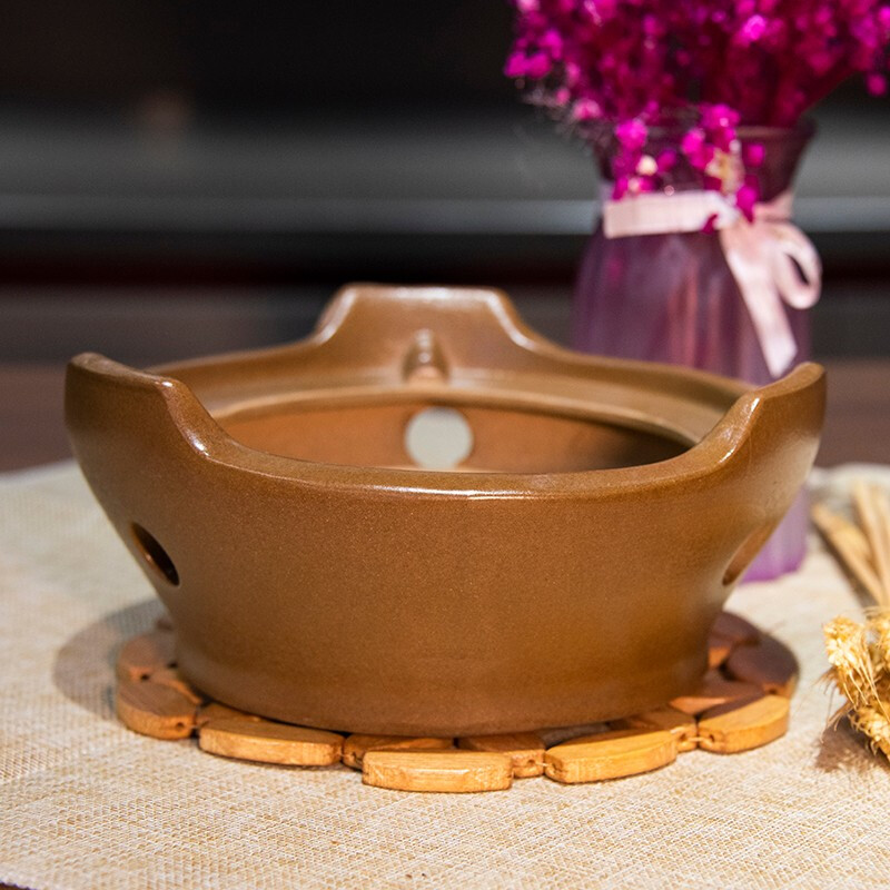 Yishou alcohol stove single household casserole hotel student dormitory portable single party shabu-shabu earth yellow glaze small hot pot single alcohol stove