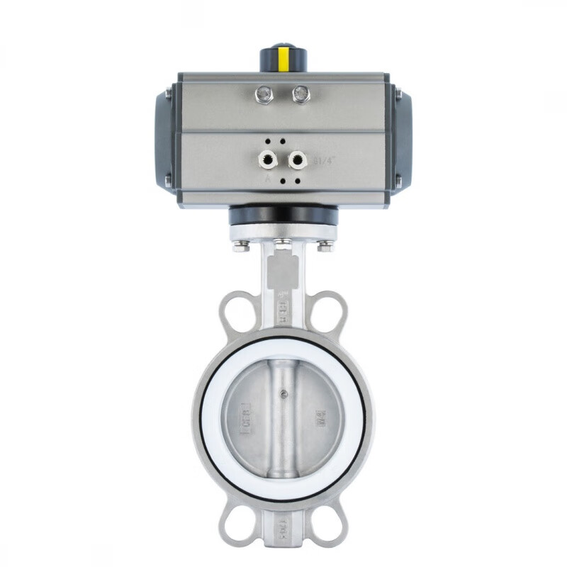 Nanva AT D671F 16P pneumatic full stainless steel wafer-type soft seal lined PTFE butterfly valve DN40