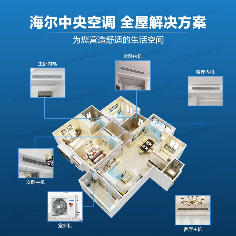 Haier 1.5/2/3 HP central air conditioner duct machine household one-to-one full DC variable frequency first-level energy efficiency embedded air conditioner ultra-thin silent bedroom living room heating and cooling card machine cooling and heating 1.5 HP second-level energy efficiency丨installation included