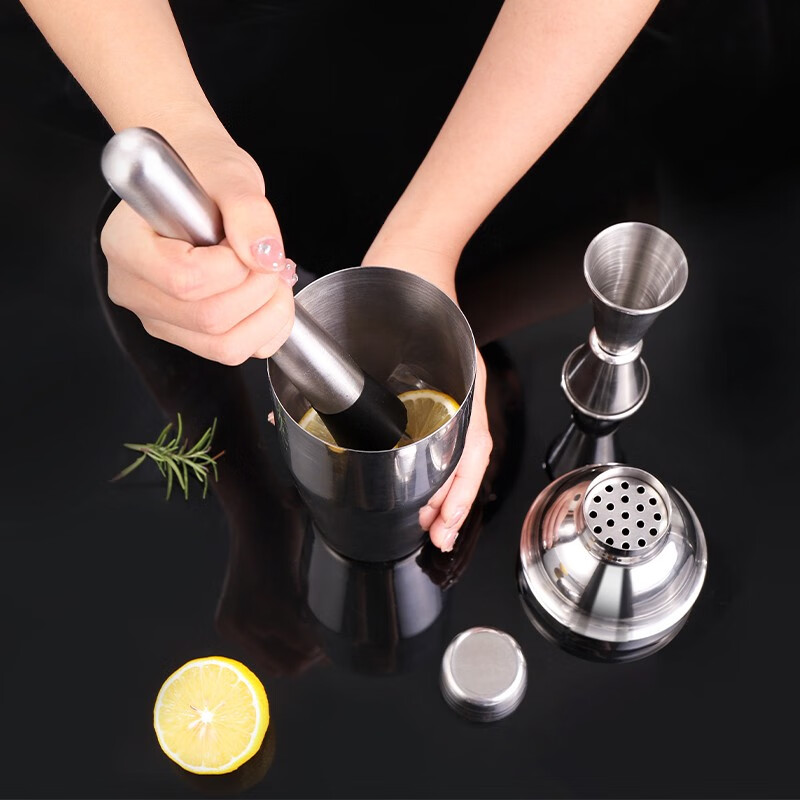 Badger Stainless Steel Mixer Set Shaker Cup Mixing Cup Beater Lemon Tea Tool Milk Tea Shop Special Mixer Mixer Set 19 Pieces (Including ABS Rack) One-piece Forming Professional Grade Recommendation