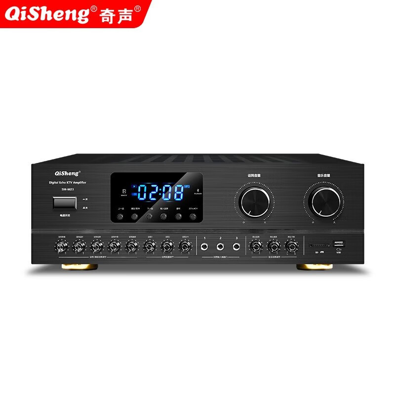 QISHENG SM-M27 fixed-resistance Bluetooth high-power amplifier home KTV audio set home amplifier karaoke professional conference room card package speaker heavy bass HIFI air amplifier M27 upgraded lossless version