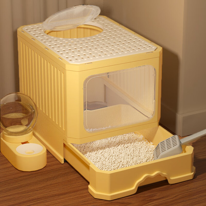 HELLOJOY cat litter box fully enclosed drawer-type splash-proof cat toilet large cat poop box cat litter box with cat litter scoop
