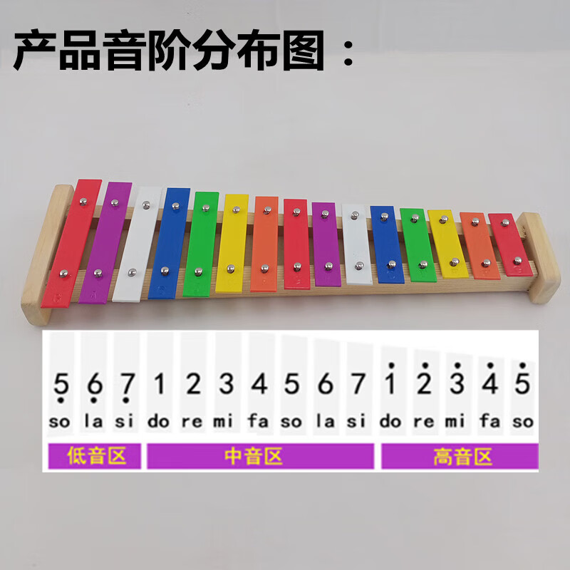 Geyue Orff 15-tone aluminum piano music early education hand-knocked piano children's music toy carillon xylophone teaching special 15-tone + hammer + score + instrument bag + note stickers