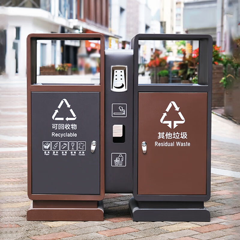 Maixiang sanitation outdoor trash can 201 stainless steel two categories customized new national standard sanitation peel box large commercial trash can outdoor park scenic spot property shopping mall