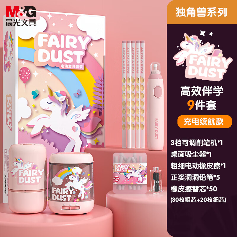M&G Unicorn Rechargeable Pencil Sharpener Electric Stationery Set High-End Gift Box Primary School Children Girls School Supplies Souvenirs Birthday Opening of School Gifts Enrollment Gift Pack