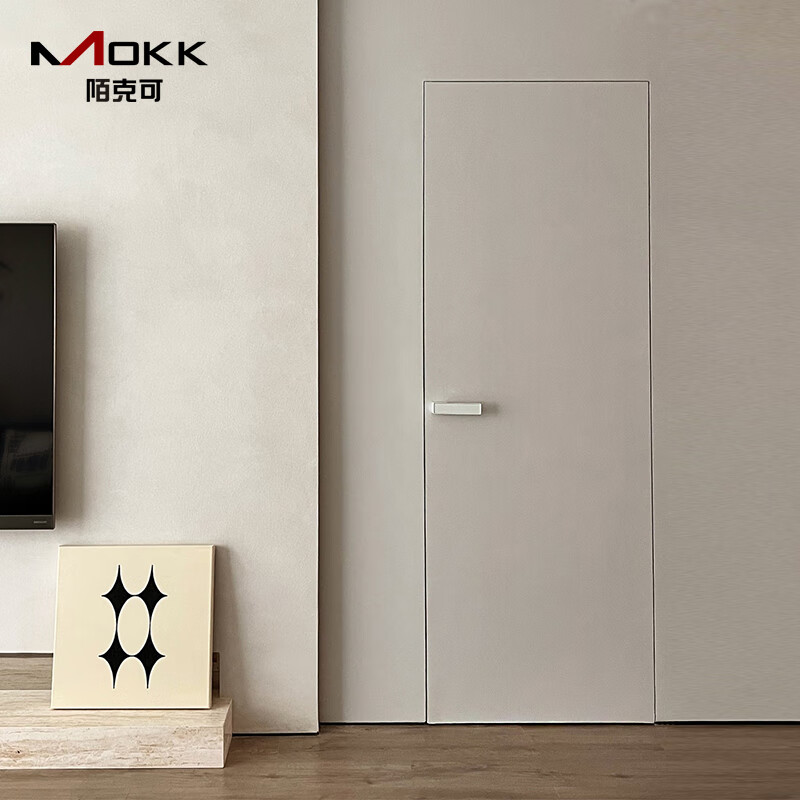 Mooke can be a door-to-top simple extremely narrow frameless invisible light luxury aluminum wooden door wall with the same color latex paint door aluminum honeycomb 27MM frame/inner flat inner opening