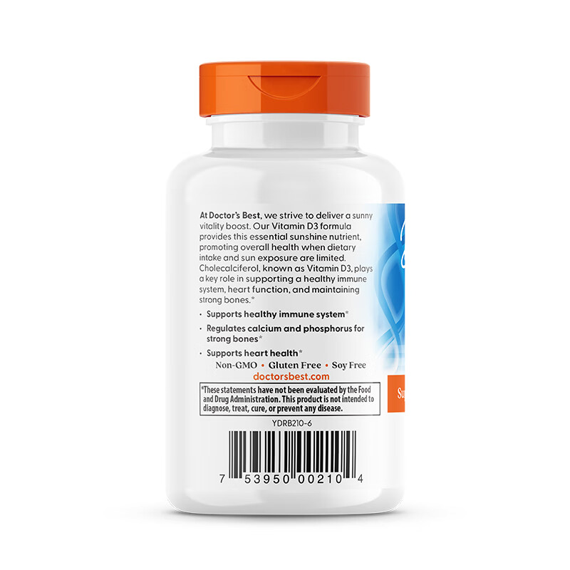 Doctors Best Sunshine Active Vitamin D3 2000IU Soft Capsules 180 Capsules for Adult Pregnant Women Jindawei Dotebes