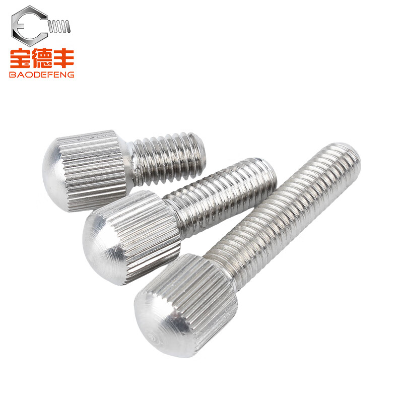 Baodefeng 304 stainless steel small head knurled hand screw GB836 round single head vertical grain adjustment screw bolt national standard M3x18 (2 pieces)