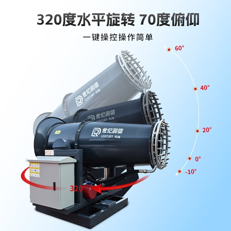 CENTURY RUN industrial fog cannon dust removal cannon fog machine construction site environmental protection equipment engineering construction dust reduction vehicle-mounted high-power sprayer 15 meters manual second picture