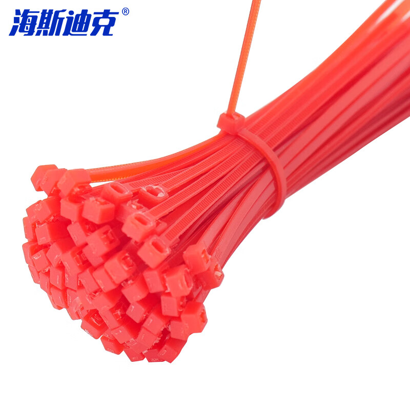 Hasdick Beijing Warehouse Distribution Colored Cable Ties Self-locking Nylon Cable Ties Cable Management Wire Bundling Ties 4*250mm (100 pieces) Red HKL-346