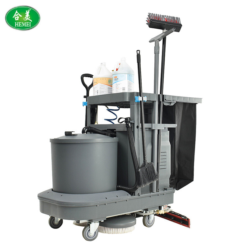HEMEI multifunctional hand push cleaning vehicle property hotel cleaning vehicle shopping mall supermarket hygiene service linen vehicle QJC001 lithium battery model