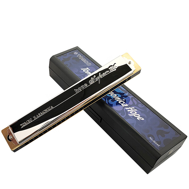 Tongbao Japanese 24-hole polyphonic harmonica in C key. Beginner entry for adult harmonica professional performance level students. 6624S C key - recommended for beginners.