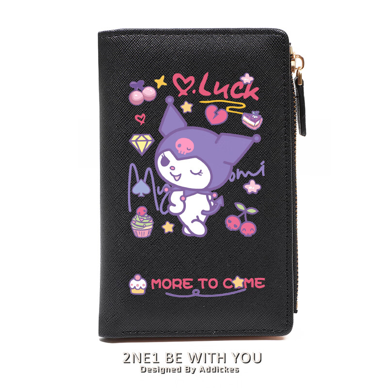 Fromo cat Kuromi Kuromi cute cartoon Japanese style ins style niche high-looking student wallet card holder two-in-one female black Kuromi skull cherry