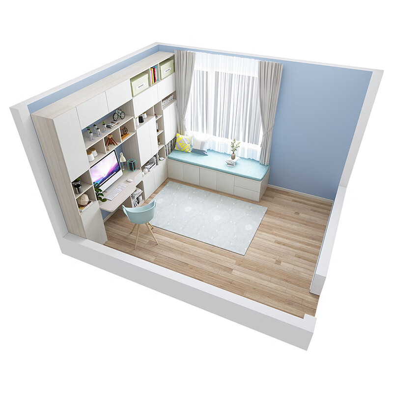 Sophia tatami bedroom study bay window tatami bed wardrobe integrated custom storage locker whole house customization custom gold