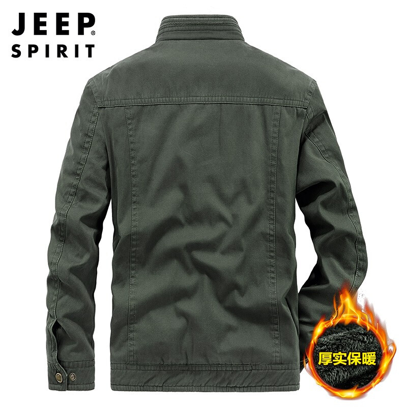 JEEP SPIRIT Jeep cotton jacket men's velvet thickened warm jacket men's autumn and winter high-end workwear cotton coat men's cotton jacket top