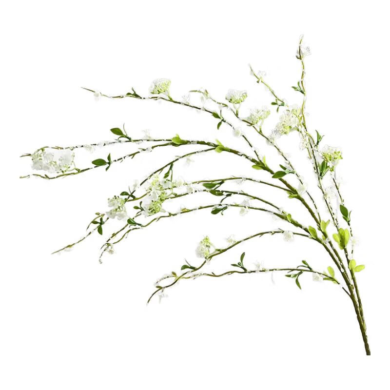 Fanyi Snow Willow artificial flower ornaments, fake flower decoration bouquets, plastic flowers, high-end table flowers for living room, high-end dried flowers, 4 large snow willows + ice and snow pattern ceramic bottles