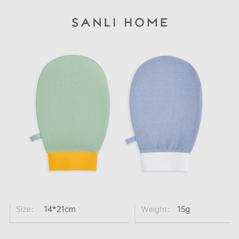 Sanli 5A antibacterial bath towel for men and women, scrub back and bath towel, 2 pieces of mud towel for painless and skin-free scrubbing