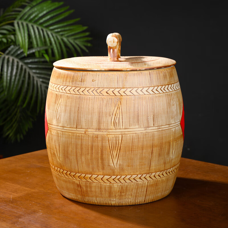Thick ancient and thin modern Jingdezhen installed rice bucket rice cylinder ceramic cylinder with cover household 20 catties 30 catties 50 catties large water tank moisture-proof oil cylinder 10 catties
