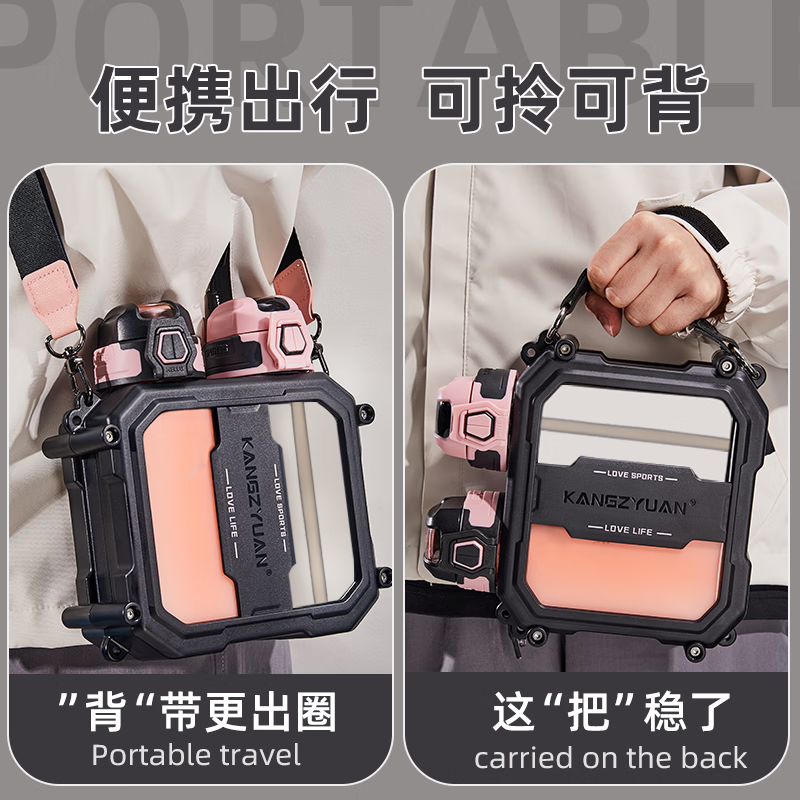 Private high-quality children's water cup large capacity men's and women's tritan ton ton bucket sports water bottle double warehouse double drink military training cup