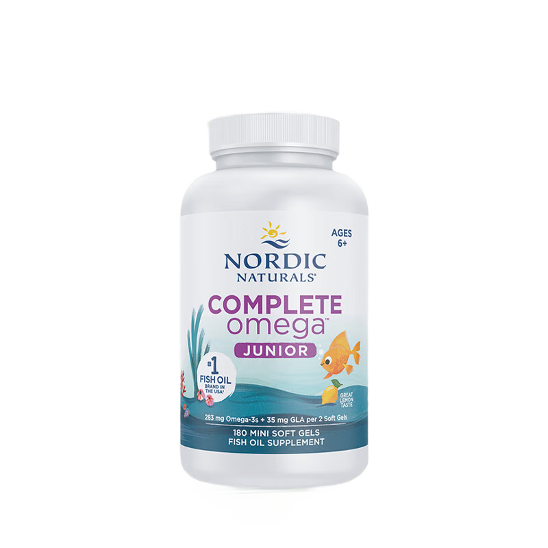 Nordic Naturals Norwegian fish infant DHA fish oil deep-sea cod liver oil drops children, adolescents and students capsules imported children's full ratio fish oil capsules (over 6 years old) 180 capsules * 1 bottle
