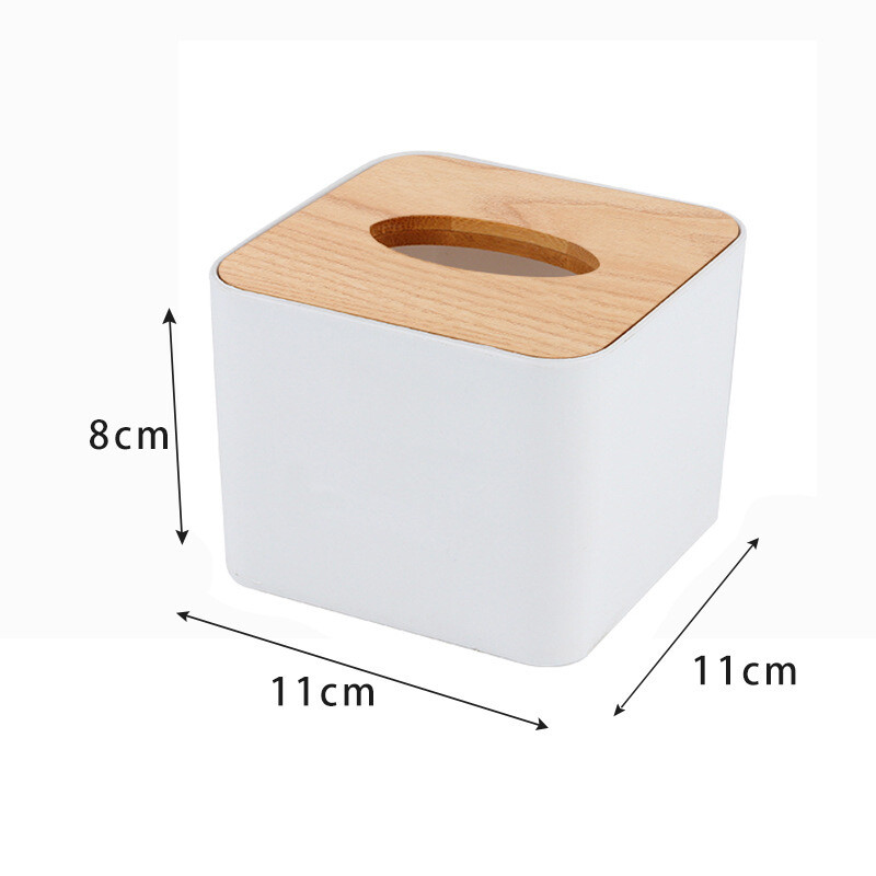 Bamboo wood lid creative advertising tissue box plastic tissue box hotel living room desktop napkin box