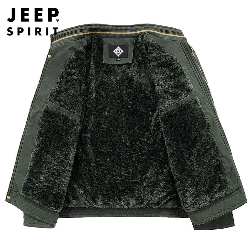 JEEP SPIRIT Jeep cotton jacket men's velvet thickened warm jacket men's autumn and winter high-end workwear cotton coat men's cotton jacket top