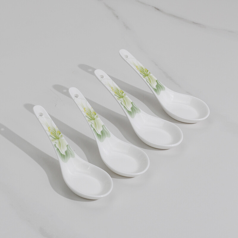 Huaguang National Porcelain bone china tableware set lead-free cadmium healthy glaze color bowls and plates gift box set Qingqiu Yayun 4 people Qingqiu Yayun 4 bowls 4 plates 4 spoons