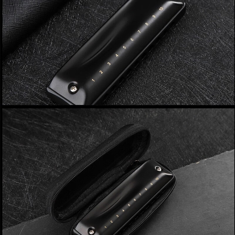 JDR imported gongs ten 10-hole blues harmonica NinJa ninja beginners as entry-level advanced playing matte black 10-hole Paddy scale C key - commonly used mode