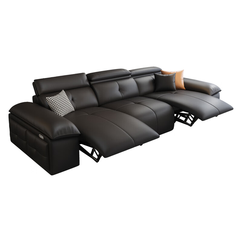 HODW Electric Functional Sofa Zero Wall Lawrence Leather Sofa Living Room Italian Minimalist First Class Sofa 2025 3.15m Four-seater Double Electric Fully Covered 2.8mm First Layer Cowhide