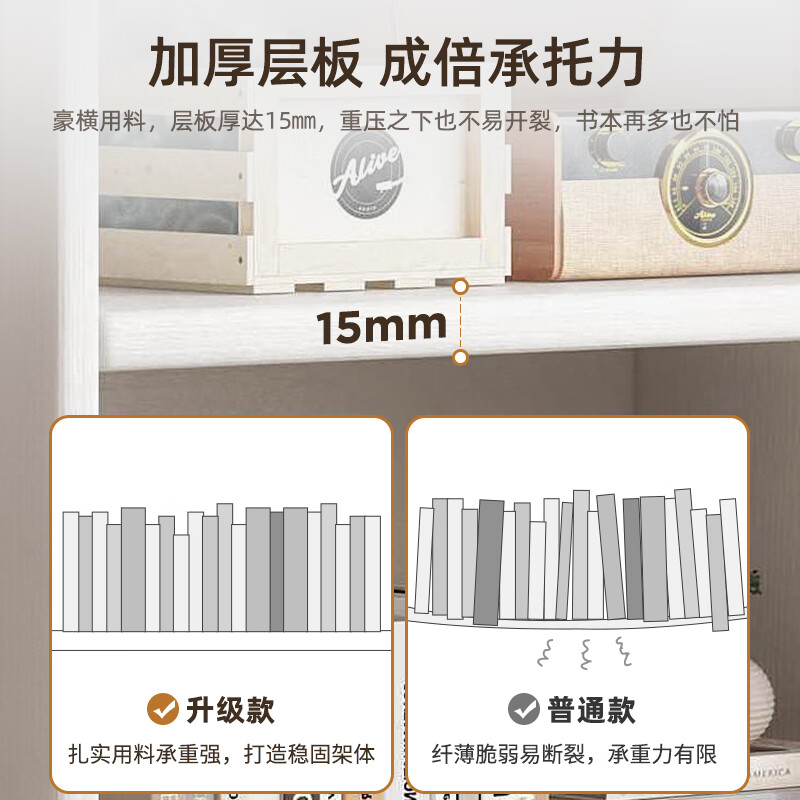 Nesel all solid wood bookshelf floor-standing storage rack integrated wall cabinet student home full wall bookcase library bookshelf all solid wood combination-deep walnut 200cm