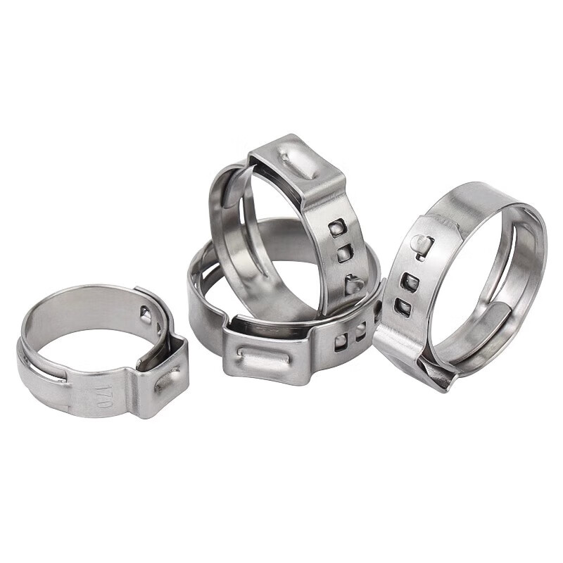 Jinchao 304 stainless steel single-ear stepless clamp strong clamp pipe clamp water pipe clamp fastening hose clamp oil pipe buckle 5.3-6.5mm (10 pieces)