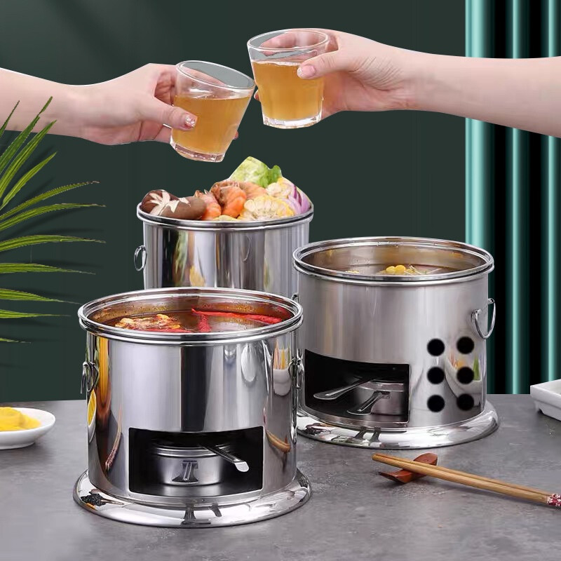 Shenfu alcohol stove small hot pot single double hot pot side stove shabu shabu pot outdoor picnic windproof stove takeaway alcohol pot set stove 16cm