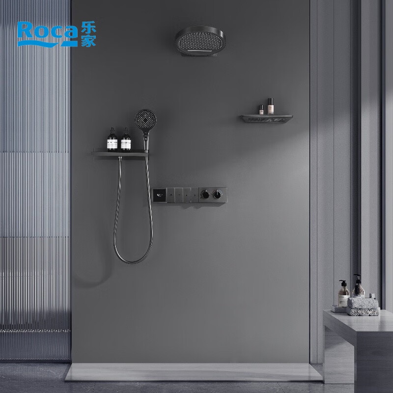 Roca Mirror Rain series concealed shower head hidden embedded side spray waist spray constant temperature shower shower gun gray square