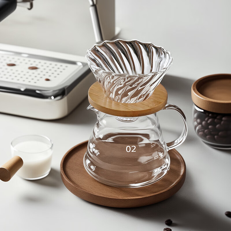 CLITON glass hand-brewed coffee pot with scale sharing pot drip filter coffee filter cup set for 1-4 people