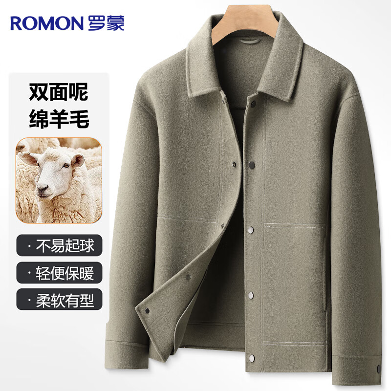 Romon Sheep Wool Wool Jacket Men's Autumn and Winter Thickened Young and Middle-aged Business Casual Lapel Jacket Men's Clothing