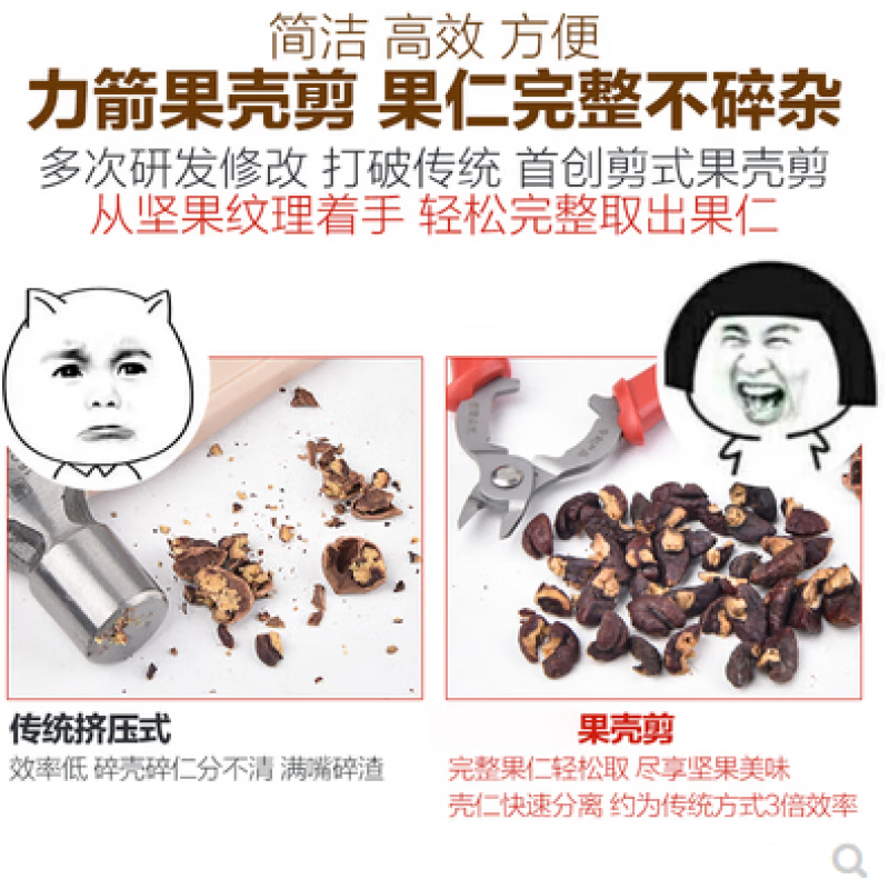 The legend of the pot walnut clamp household walnut peeling tool pliers peeler scissors to peel small pecan clamp artifact multi-purpose double-edged nut cracker