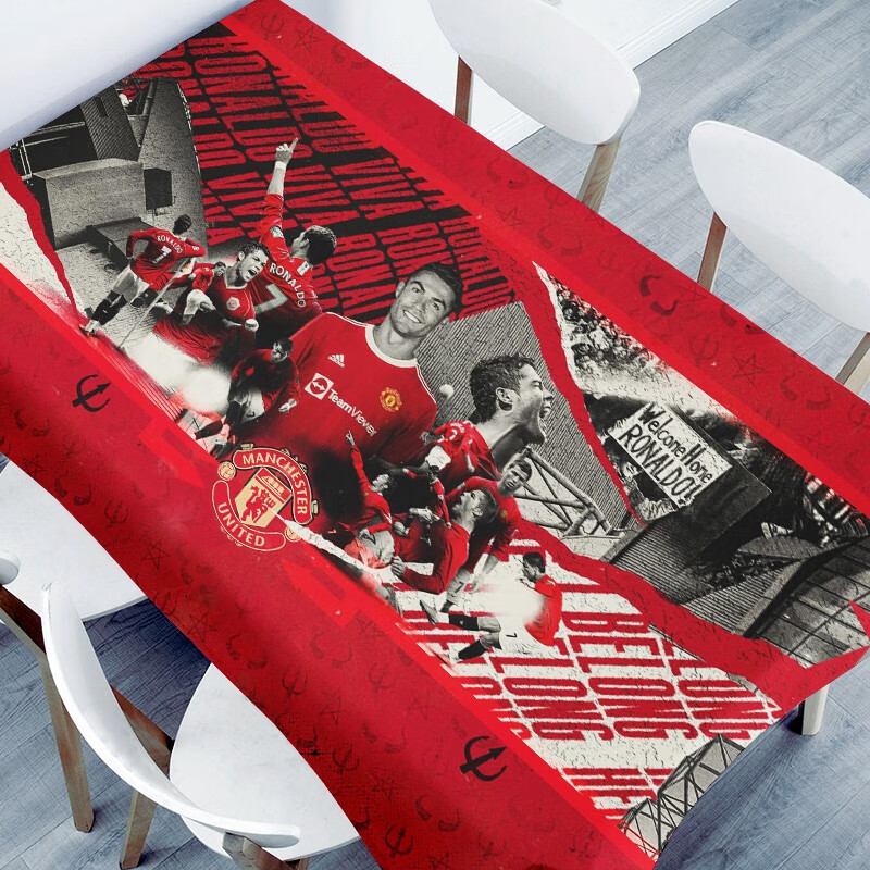Lotto 2024 European Cup football tablecloth Argentina Messi football Champions League tablecloth theme bar theme restaurant cotton and linen Manchester United 180*135cm
