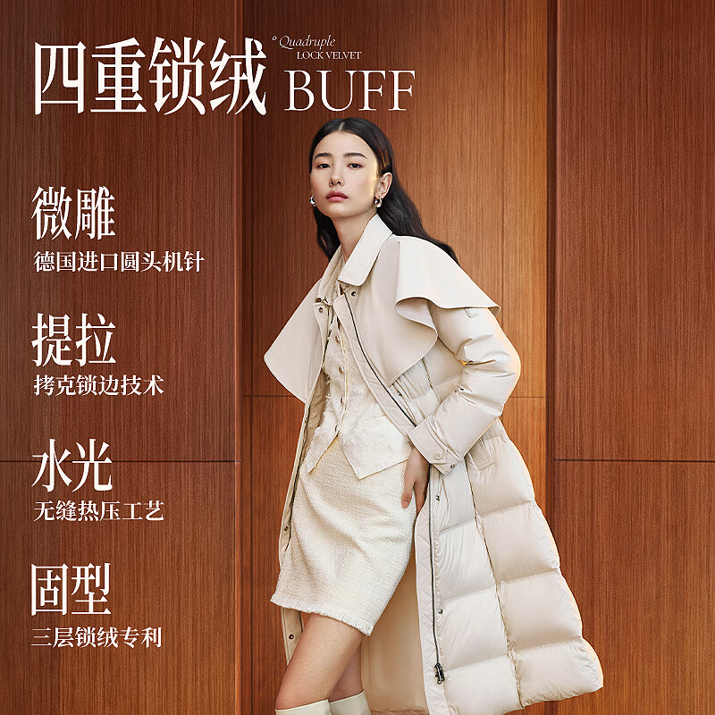 Ai Lai Down Jacket Feminine Long Windbreaker Cape Cape Commuting Waist Coat Winter New Year Coat Carbon Black S