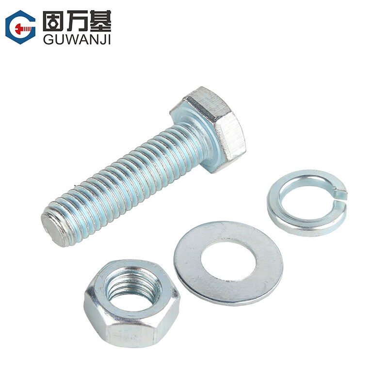 Guwanji 8.8 grade galvanized external hexagonal screws, bolts and nuts set, complete accessories combination, long screw national standard fasteners M14x45 5 sets