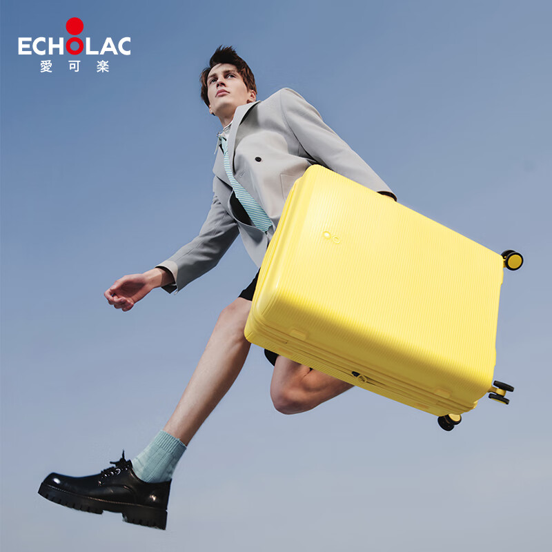 Echolac trolley case, universal wheel suitcase, fashionable boarding case, suitcase, password box, expandable PW005 black 20 inches