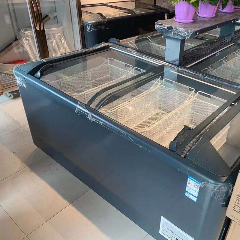 AUCMA Commercial Super Large Capacity Combination Display Cabinet Supermarket Freezer Island Cabinet Quick Frozen-24 Seafood Cold Drink Prepared Dumplings Horizontal Single Temperature Freezer Refrigerator Automatic Defrost Automatic Frost Combination Three 950L*2+560L*2 + Shelves