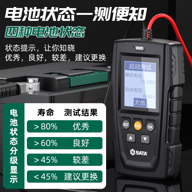 Shida SATA car battery tester electric car battery car 12v24v battery internal resistance tester D05051
